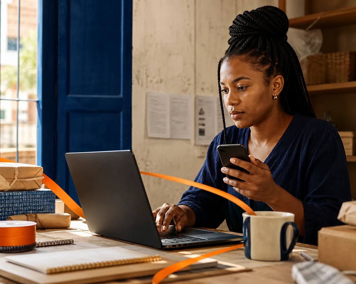 Entrepreneure africaine construisant une trajectoire numérique claire